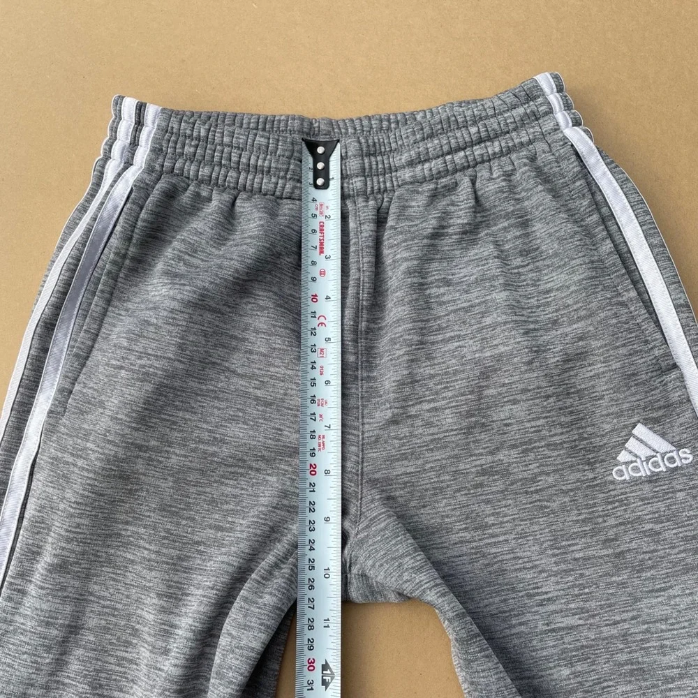 Adidas Track Pants Kids Size M 10/12 Grey‎ Good Heathered 3-Stripe Sweatpants